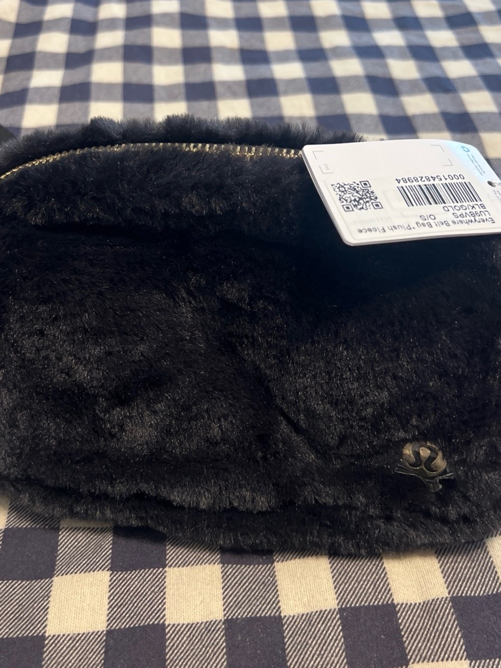 lululemon athletica Black Faux Fur Wristlet Pouch